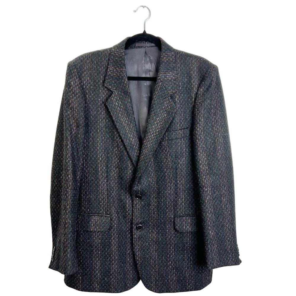 Vintage 100% wool black multi colour tweed blazer 40 R